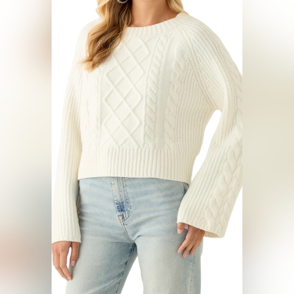 Pink Rose‎ Cream Cable Knit Sweater